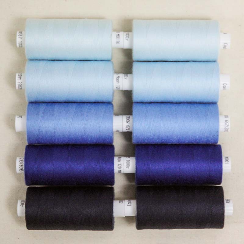 DARK COLOURS REGULAR OR DARK COLOURS CHOOSE FROM A SELECTION OF LIGHT 120S MIXED MOON 10 X 1000 YARD POLYESTER SEWING THREAD 