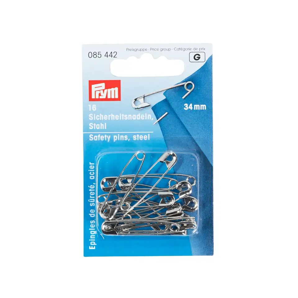 PRYM - Säkerhetsnålar nr 1,2,3, silverfärgade